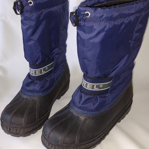 Sorel Snow Chariot black/blue insulated boots, size 6 - Picture 4 of 5